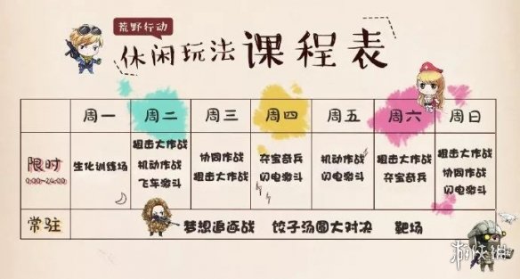 《荒野行动》休闲玩法时间表 休闲模式安排表 1