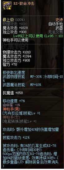 dnf神枪手95级SS武器防具属性 神枪手95SS装备属性 2